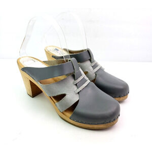 Maguba Of Sweden Paris Womens Size 8-9 Narrow Fit Gray Leather Suede Clog Sandal